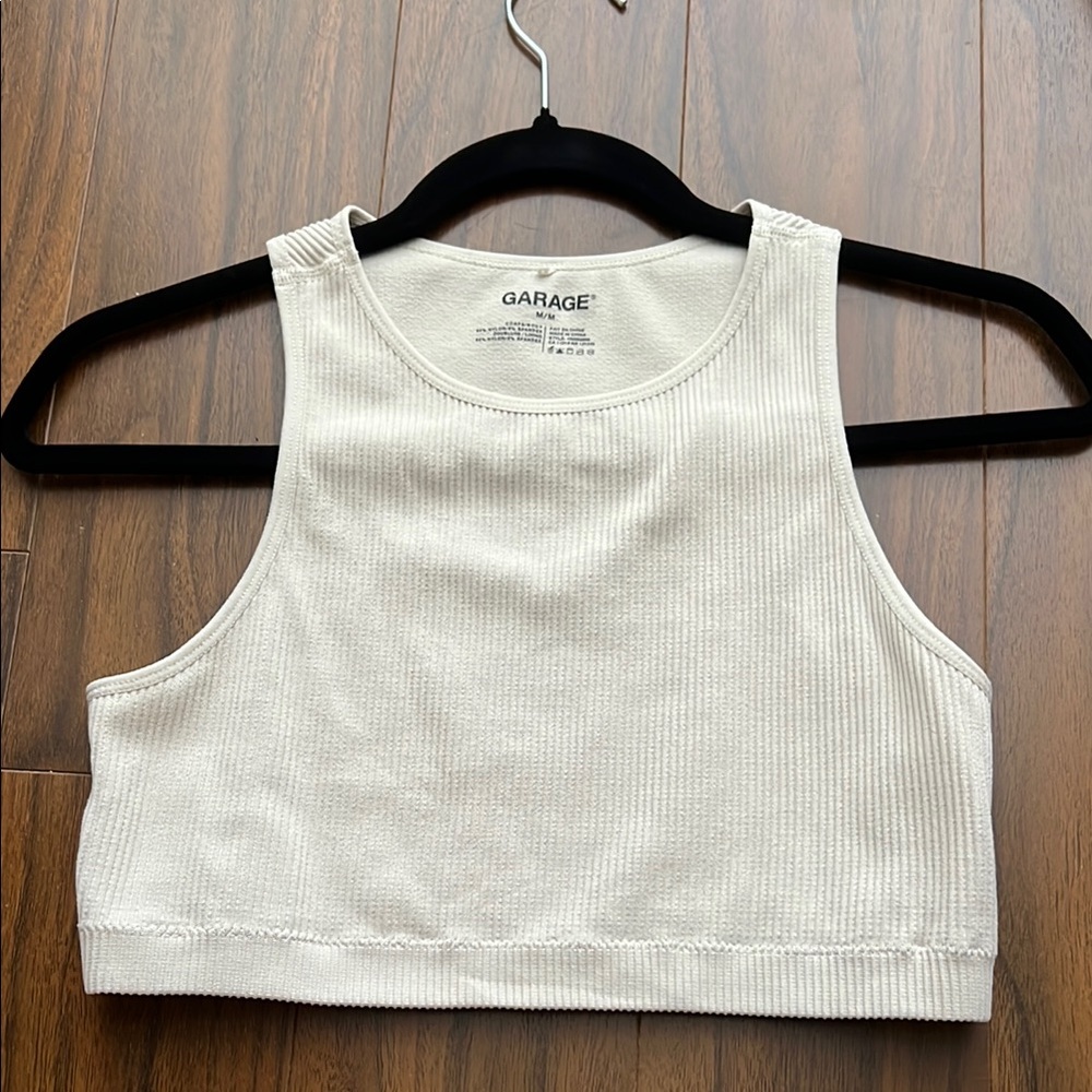 Garage Women's Beige Ribbed Crop Top